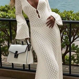 Brand NEW White Crochet/knitted Maxi Dress coverup